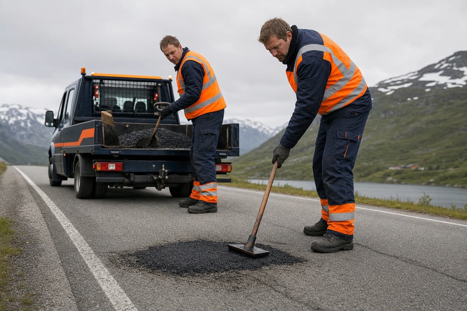 Apila-mannskap utbedrer hull og asfaltskader i Norge